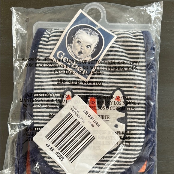 Gerber Baby burp cloth Bibs with Cat Design - Navy, Orange, White - Picture 5 of 5